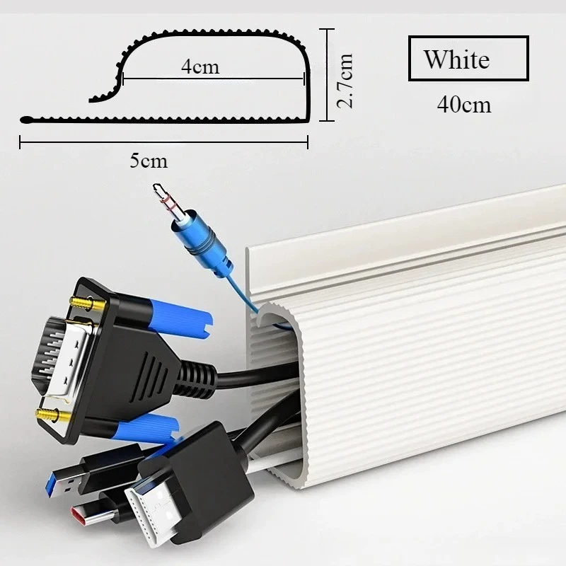 40cm PVC Desk Cable Tray Cable Management Under Desk Channel thumbnail 4