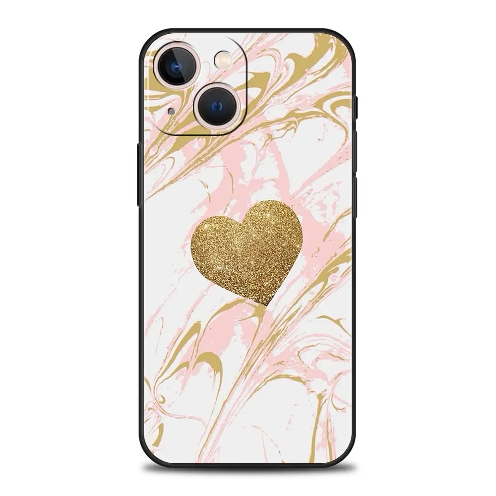 Gold Rose Love Heart Soft TPU Phone Case Cover