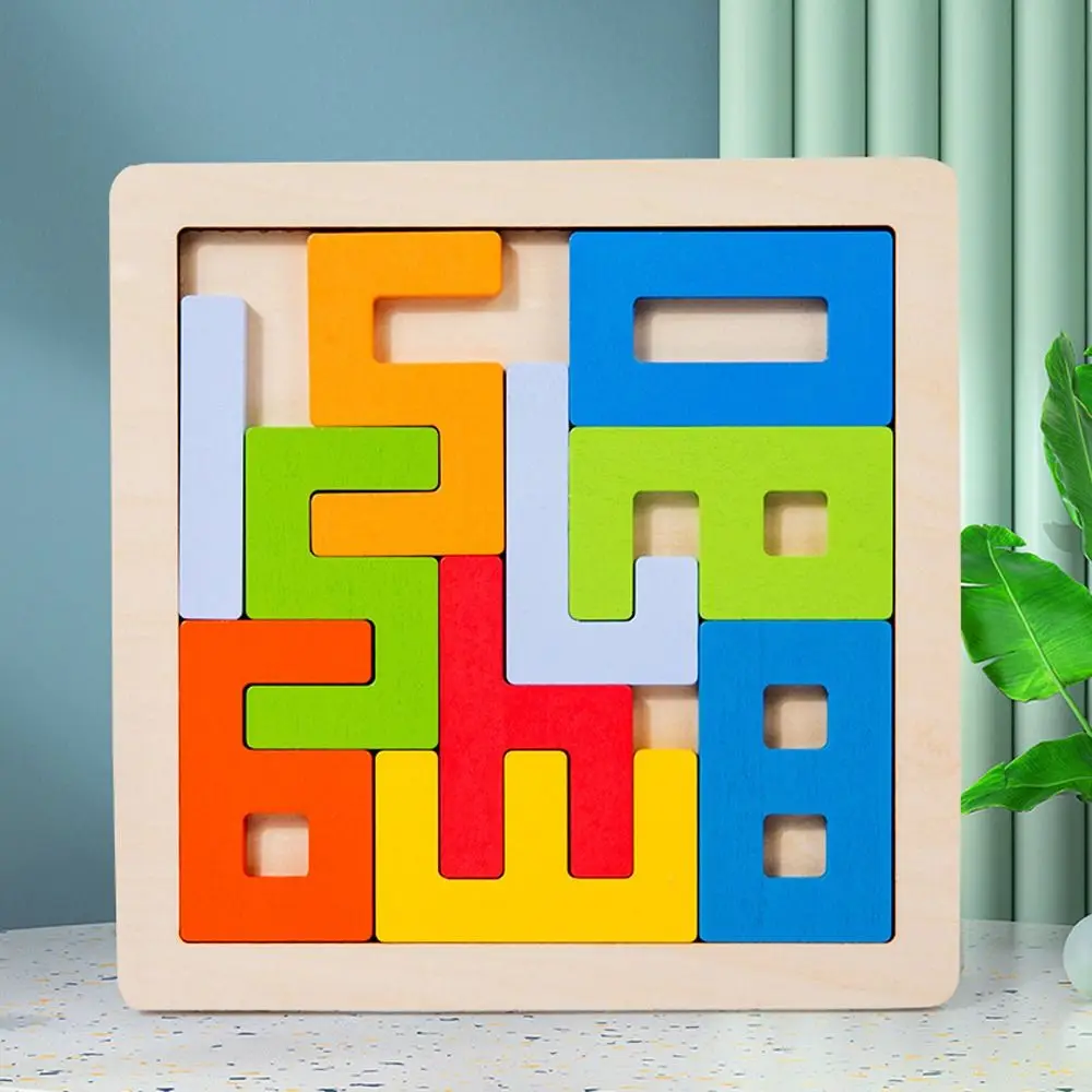 Square Number 3D Wooden Blocks Puzzle Colorful Thinking Training Intelligence Game Puzzle Manipulative Games