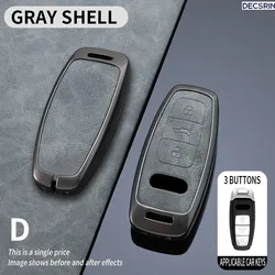 Luxury Leather Car Remote Key Case Cover (Gray Shell)
