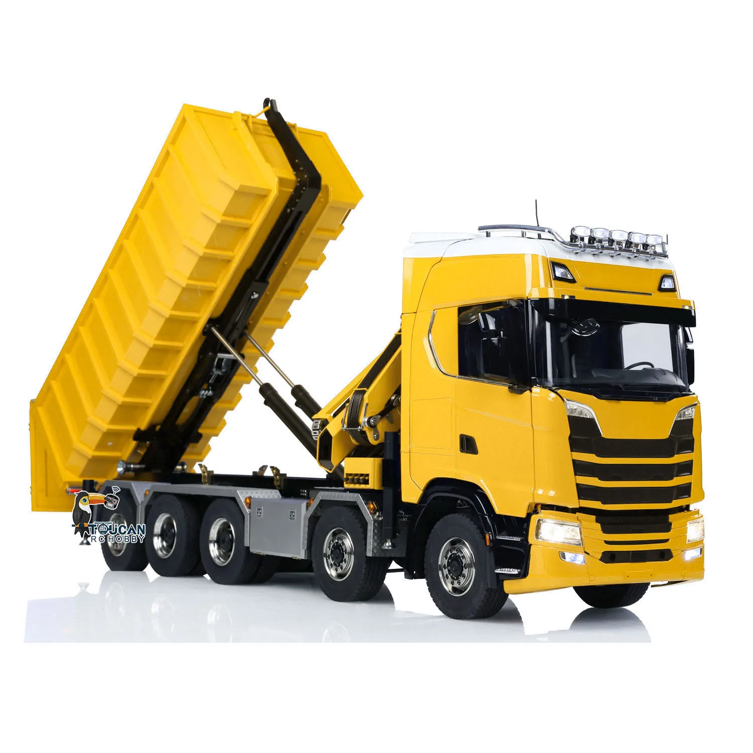 Metal 1:14 770S 10x10 Hydraulic RC Dumper Remote Control Full Dump Trucks Crane Light Sound 3 Speed Transmission Car Toy Vehicle 2