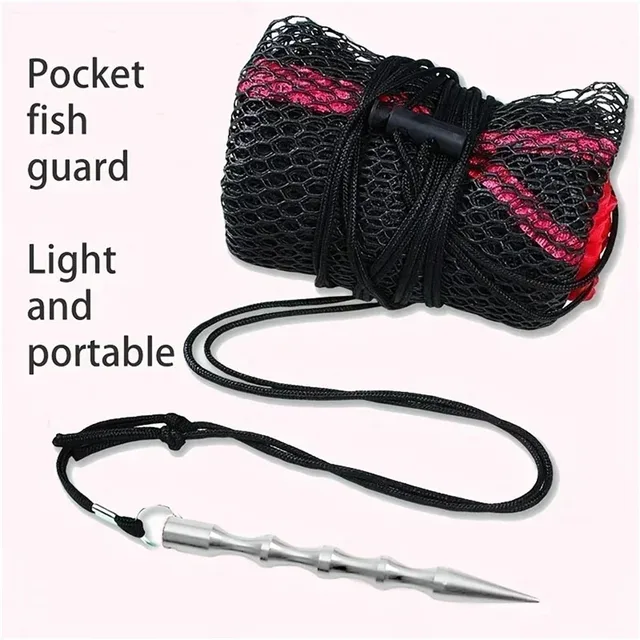 Fishing Landing Net Fishing Catching Collection Bag With Drawstring Portable Fish Net Encrypted Mesh Fish Holding Bag For 6
