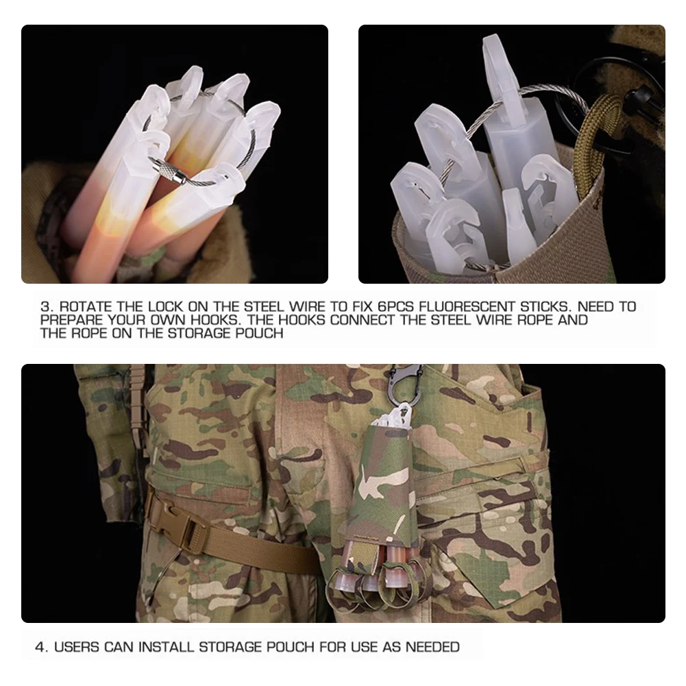 Tactical Chem Light Holders 6 Pack Glow Sticks Store Pouch Chemlights Keeper Fishing Hunting Accessories 6