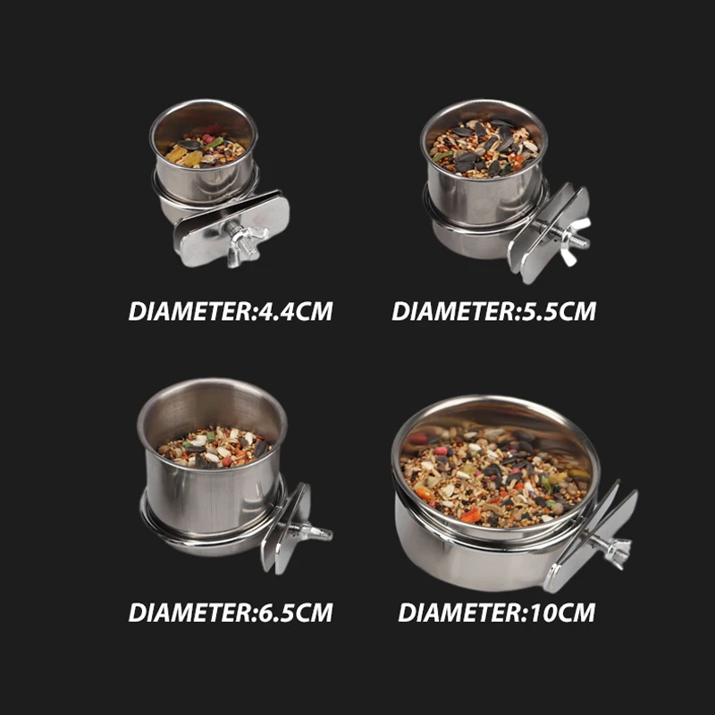 Parrot Feeding Bowl 1PCS Stainless Steel With Clamp Holder