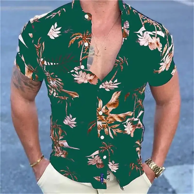 Hawaiian Shirt For Men 2024 3d Print Short Sleeve Blouse Beach Holiday Tops Summer Oversized Lapel Clothing Camisa Masculina 6