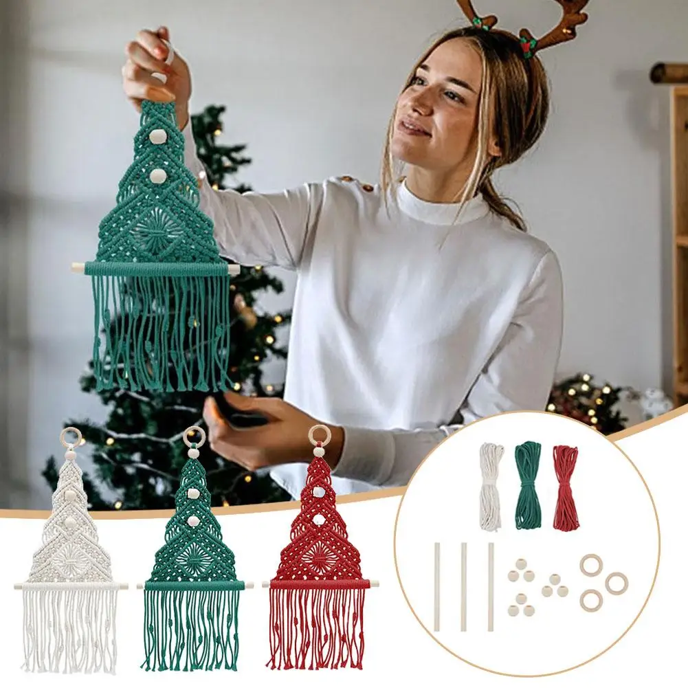 

Christmas DIY Macrame Kit Woven Christmas Tree DIY Christmas Woven Party Decorations Hanging Kit Hanging For Wall Ornaments F7Q2