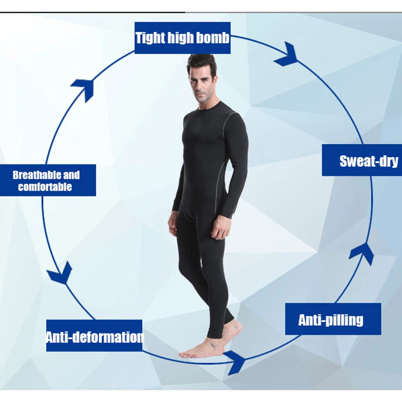 Men's Motorbike Cotton Thermal Underwear Set Motorcycle Skiing Winter Warm Base Layers Tight Long Johns Tops & Pants Set