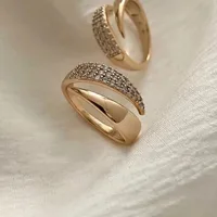 Gold Plated Sun Rings for Women Natural Stone Inlaid in Hollow Metal Texture Ring Trendy Jewelry 4