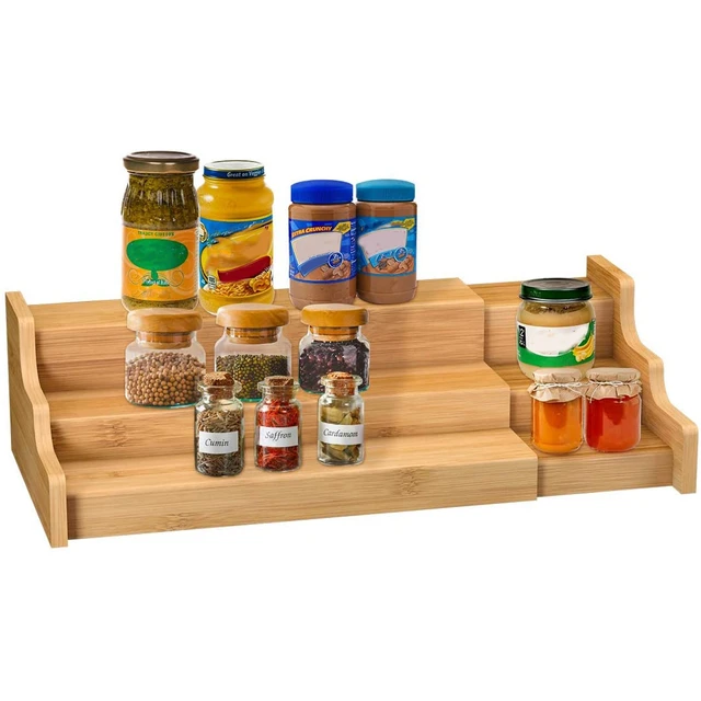 8 pc Bamboo Spice Rack Tray Jars Spice Drawer Organizer for Kitchen  Cabinets Storage and Organization - AliExpress