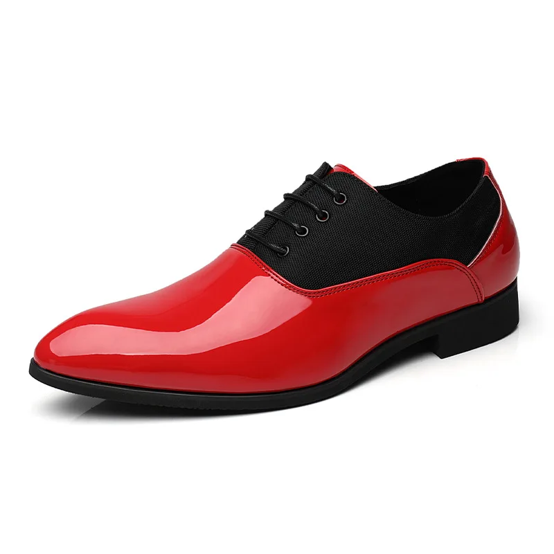 Black Patent Leather Shoes Slip on Formal Men Shoes Plus Size 48 Point Toe Wedding Shoes for Male Elegant Business Casual Shoes