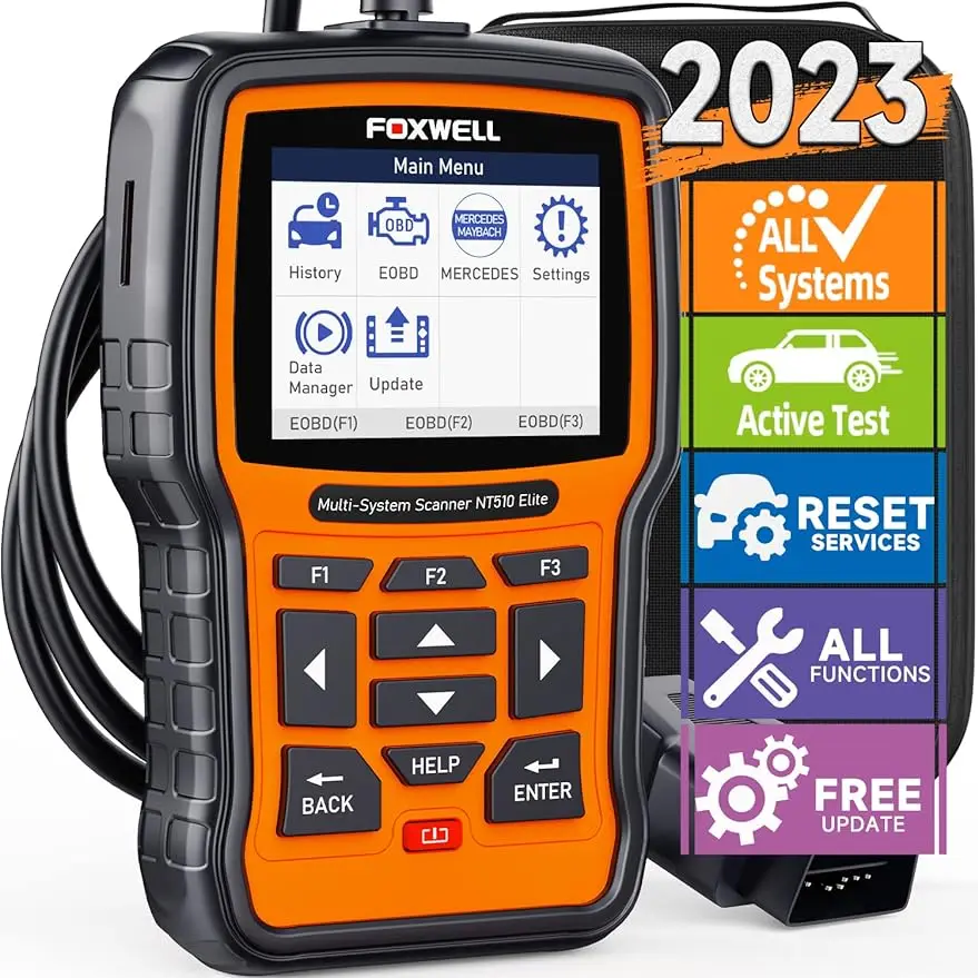 

FOXWELL NT510 Elite fit for Mercedes-Benz MB OBD2 Scanner Diagnostic Tool with Bi-directional Active Test All Service Oil EPB Re