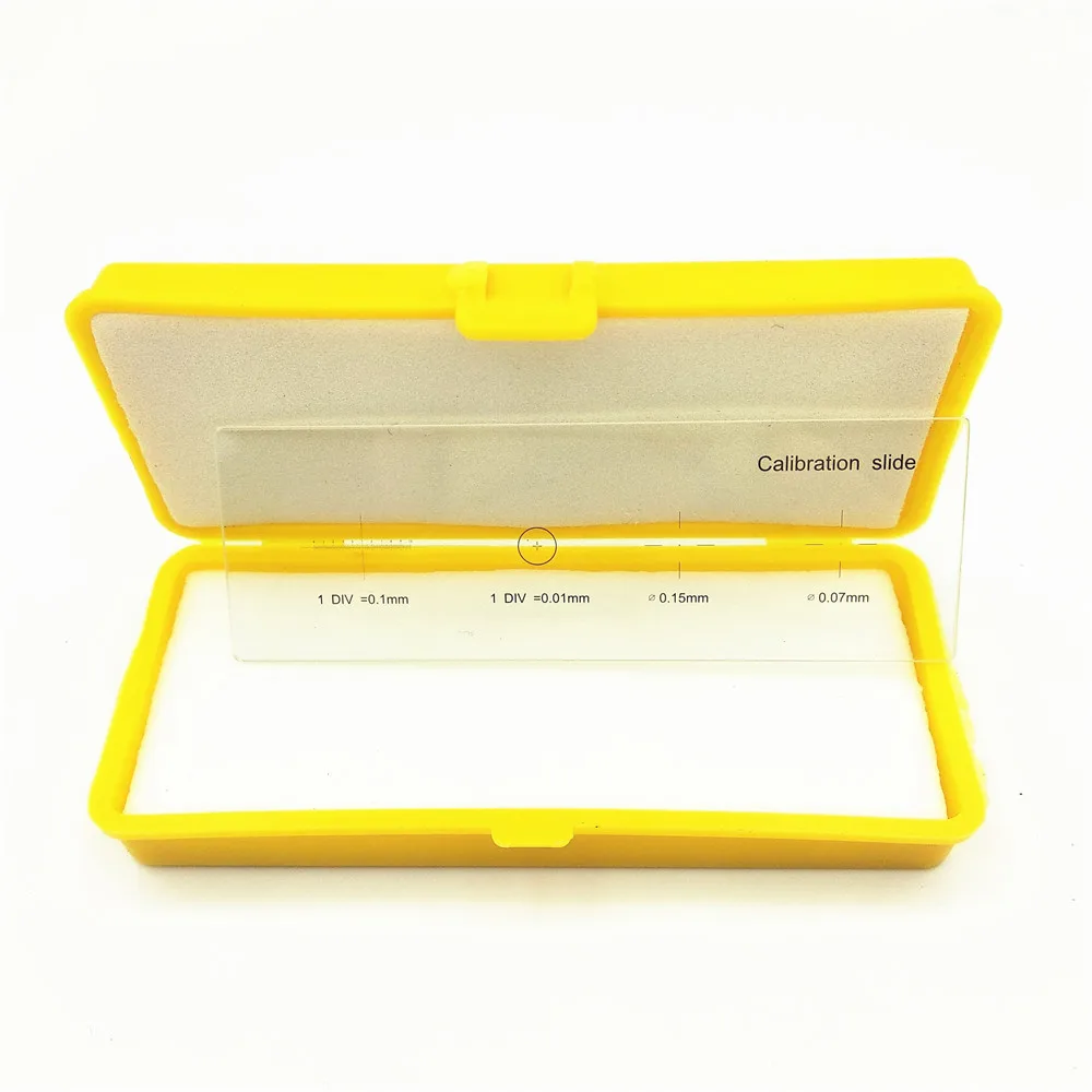 

Biological Stereo Microscope Stage Micrometer Calibration Slide with 4-Scales 0.01mm Multifunctional Reticle Calibrating Ruler