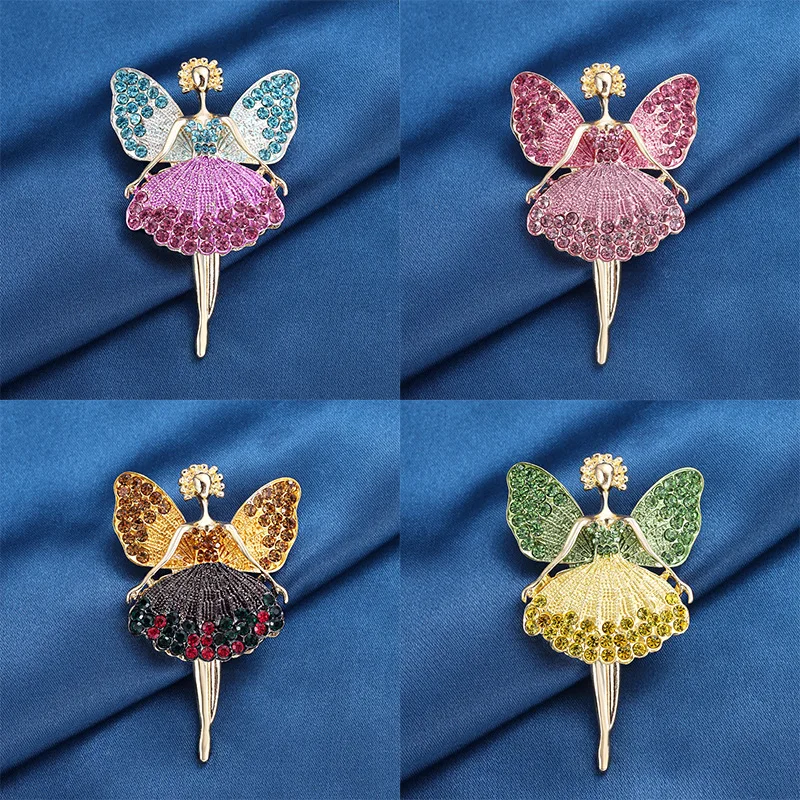 

Fashion Cute Angel Brooches for Women Full Diamond Alloy Pin To Prevent Exposure Corsage Clothing Accessories Badge Female
