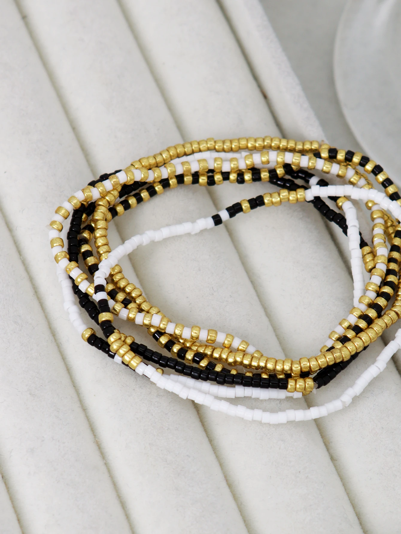 6PCS Simple Handmade Glass Bead Bracelet Set for Women