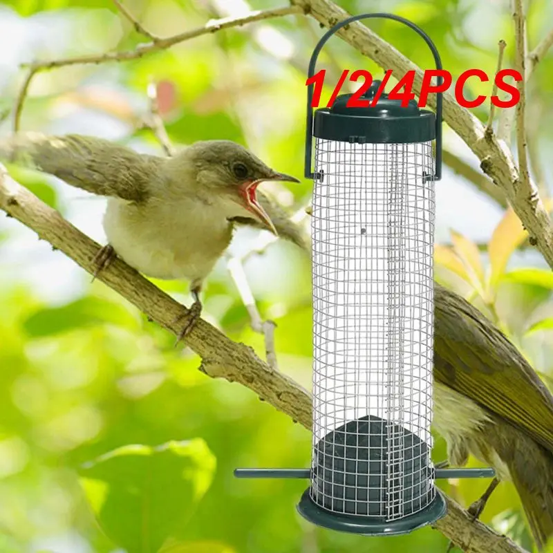 

1/2/4PCS Green Outdoor Hanging Bird Feeder Plastic Wild Bird Peanut Seed Nut Feeder Hanger Bird Supplies Standing Feeder