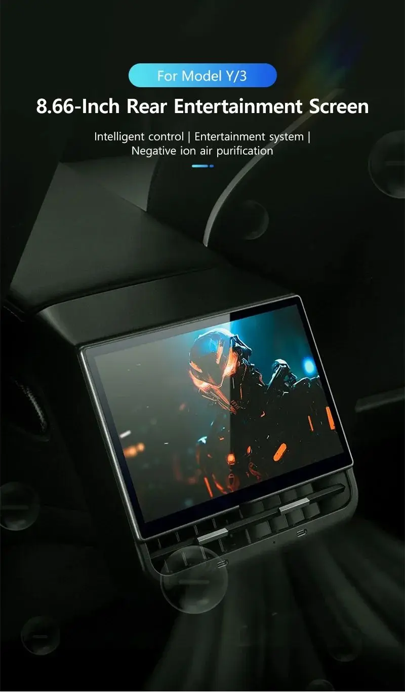 For Tesla All Model Y& Model 3 8.66 Inches Rear Display Android 13 WIFI Entertai