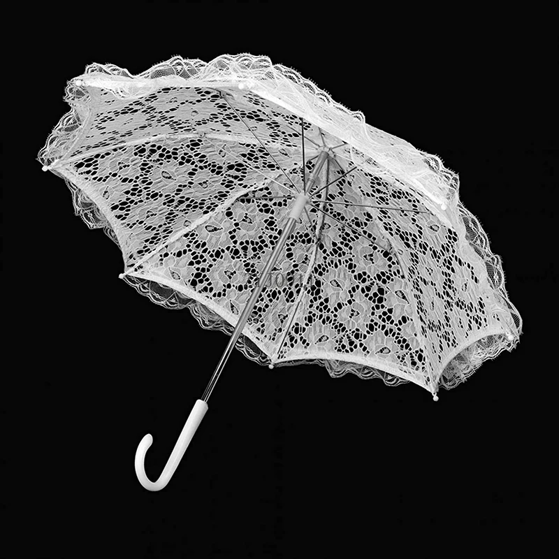 *White Wedding Umbrella, Women Parasol White Lace Umbrella Handmade Photography Prop Umbrella For Wedding Party Decor Stage Perf