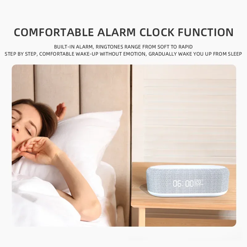Bluetooth Speaker Stereo Loudspeaker Wireless Charger Pad Led Light Alarm Clock Fast Wireless Charging for iPhone Samsung Iconic Brand