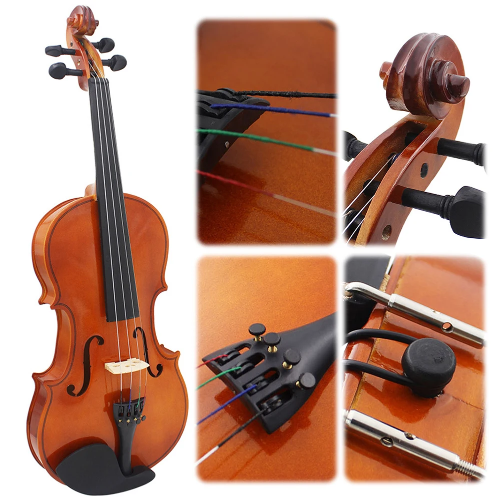 4/4 Full Size Solid Wood Violin Set Case Bow Extra Strings Rosin Tuner for Beginners Kids & Adults, acoustic violin,violin accessories