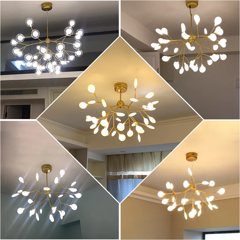 LED Chandelier Lights For Room Living Room Bedroom Gold Black Indoor Hang Lighting Fixture
