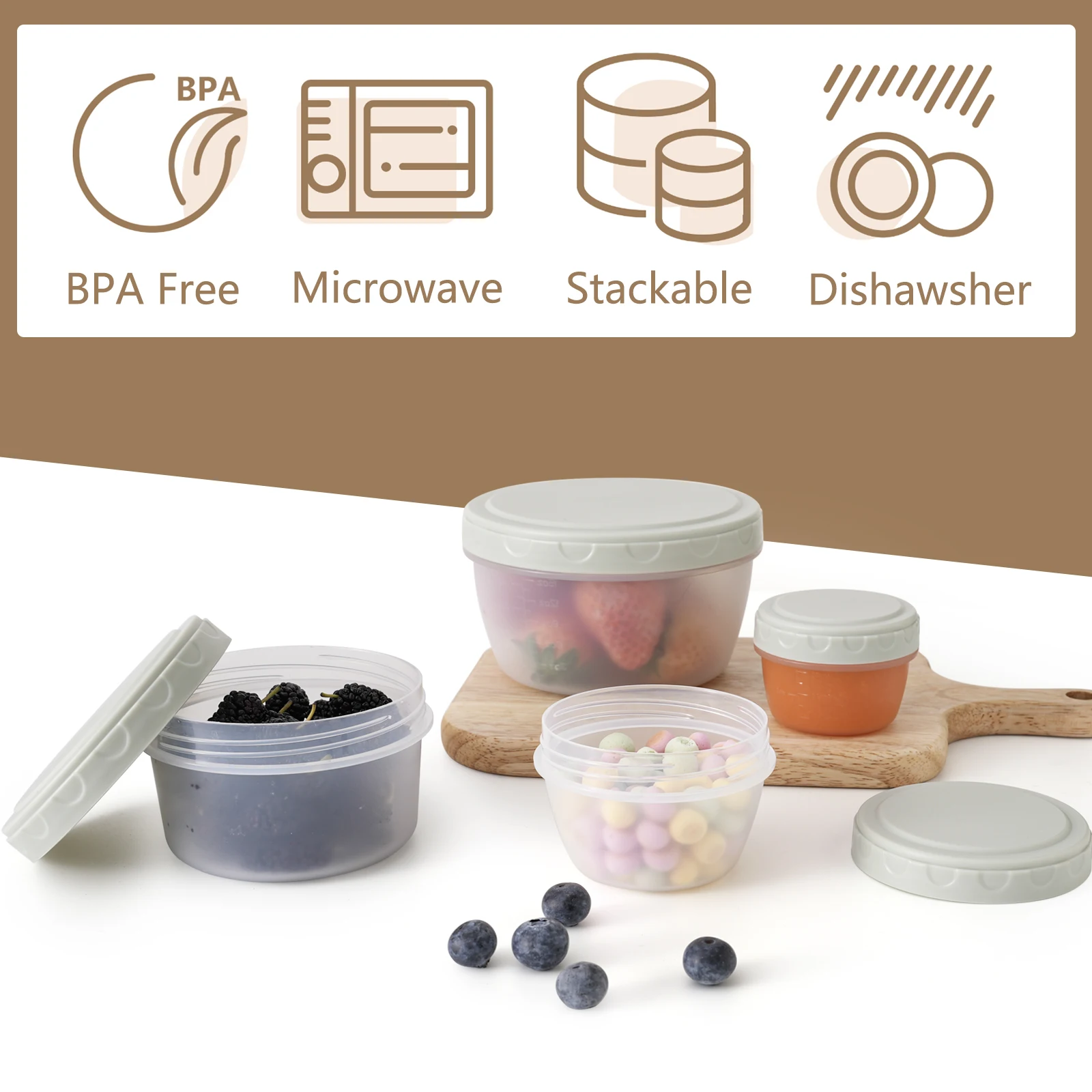 4pcs Baby Food Container, Reusable Plastic Soup Jars, Leakproof Salad Dressing Container With Lids, Freezer Storage Containers 2