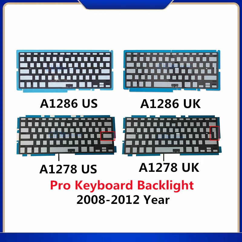 

Новая раскладка клавиатуры с подсветкой, Великобритания, США для Macbook Pro 13 дюймов 15 дюймов, A1278 A1286, наклеиваемая подсветка 100%-2008 лет, 2012