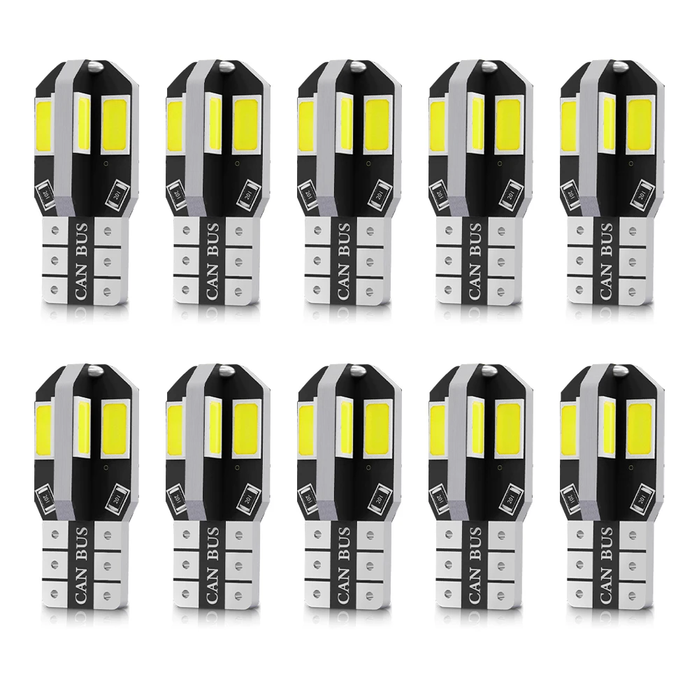 

10PCS W5W T10 LED Bulbs Canbus 5630 8SMD 194 168 Car Interior Light Map Clearance License Plate Light Dome Lights Parking Lamps
