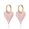 Boucles d'oreilles créoles tendance avec pendentif cœur bonbon, en acrylique doré et acier inoxydable, bijoux féminins