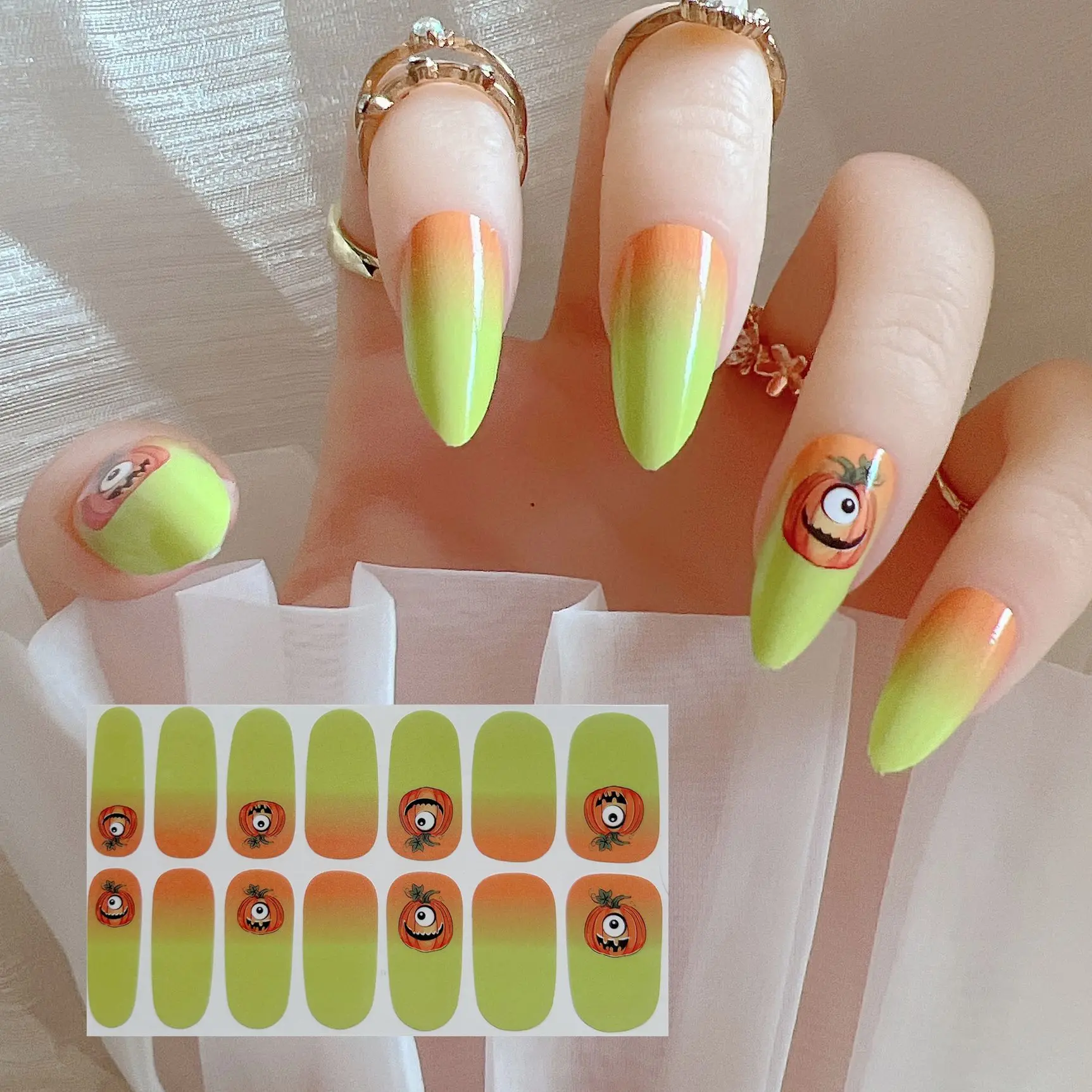1PC Nail Art Full-Cover Sticker Halloween Ghost Witch Skull Sticker Nail Strips Wrap YMY3141-3151