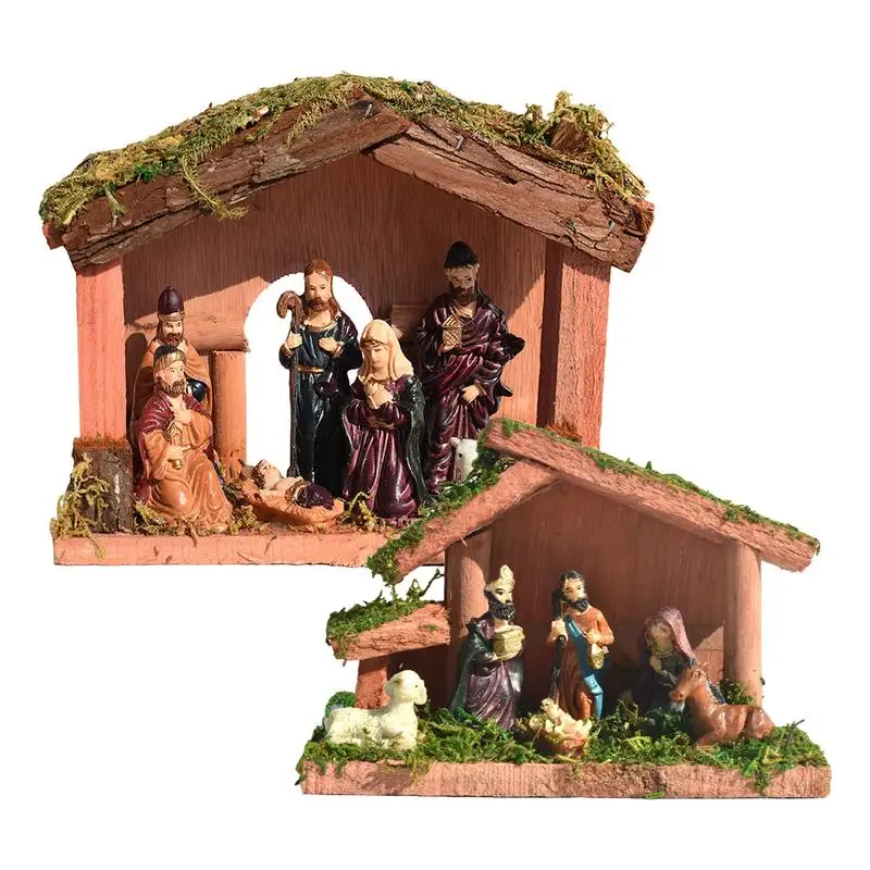 

1pc Christmas Nativity Figurines Resin Ornament Holy Family Nativity Tabletop Scenes Christmas Holiday Sculpture Party Decor