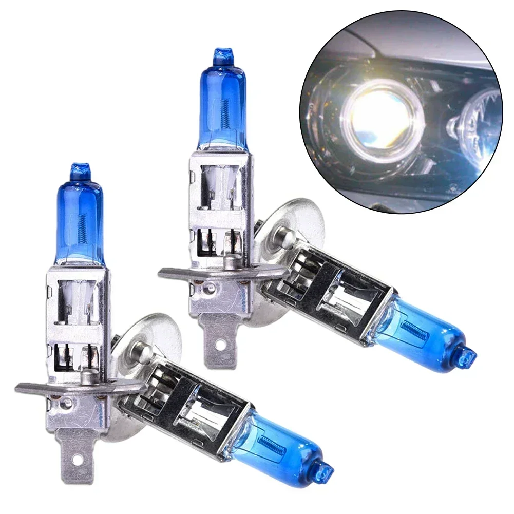 자동차 헤드라이트 전구, 할로겐 헤드램프, 흰색 램프, 하이 로우 빔, 12V 6000K 전구, 55W 자동차 조명, 파란색 전구, 12V H1, 4 개