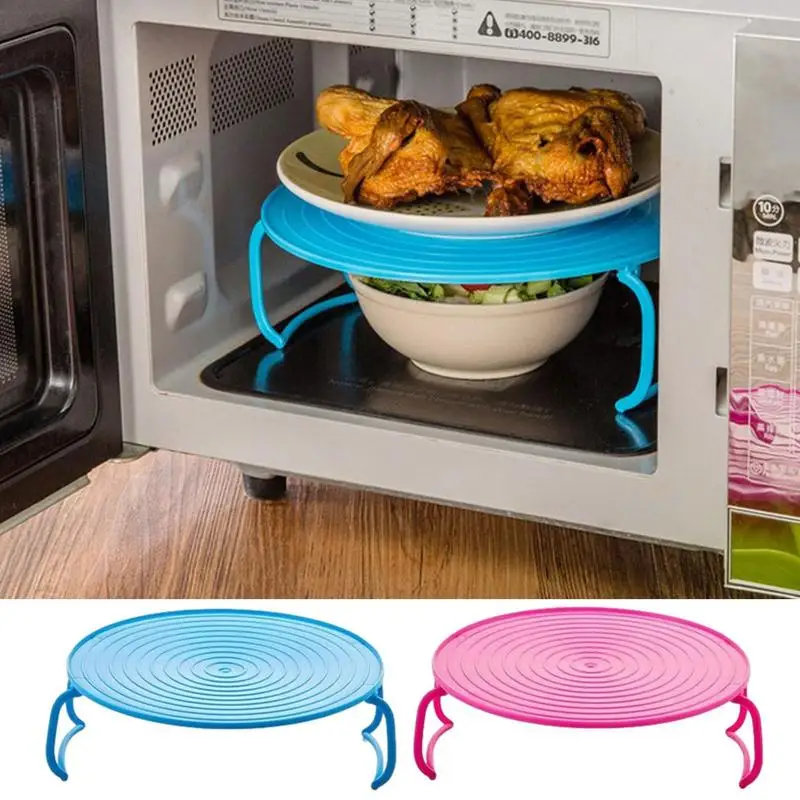 

Multifunction Folding Microwave Tray Used For Cover Food Steamer Lid Securely Holds Plates With Flexible Handle For Bowl Splater