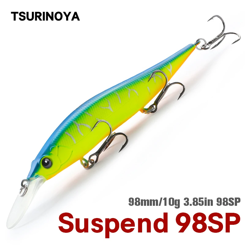 

TSURINOYA 98mm 10g Suspending Minnow Jerkbait AURORA 98SP Max 2.2m Hard Bait Professional Pike Bass Artificial Fishing Lure
