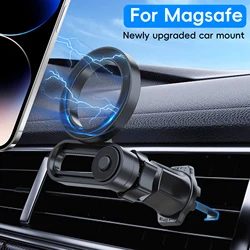 MagSafe Magnetic Car Phone Mount with 20 Super Magnets - Hands - Free Air Vent Holder Clip (Black)