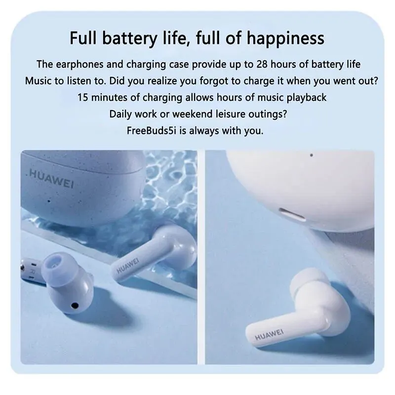 HUAWEI FreeBuds 5i 무선 헤드폰 다이나믹 유닛, ANC 액티브 노이즈 캔슬링, 42dB 고해상도 음질, 신제품
