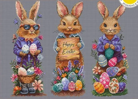 Neu eingetroffen Stickerei Kreuzstich Set Handarbeiten Kreuzstich Kits Baumwolle Metallic Canvas Handgemachtes Dekor Osterei Hase