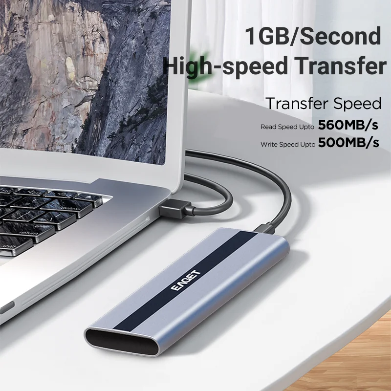 EAGET 560MB/S Portable SSD 512GB 1TB External Drive Hard Disk USB
