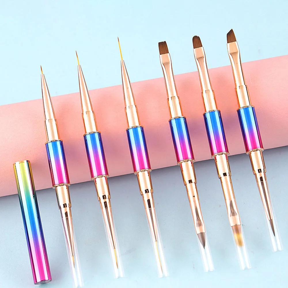 

Nail Art Brush Double-Head Gradient Rod Nail Paint Pen Multifunctional Flat Head Nail Doodles Pen Brushes DIY Manicure Tools