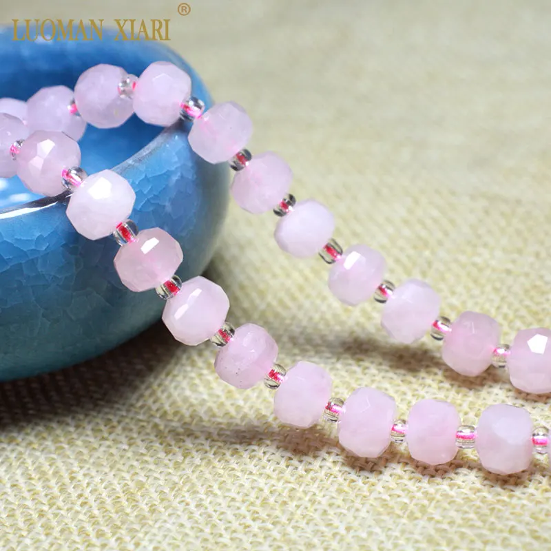 

Бусины Из Натурального драгоценного камня Рондель, граненый розовый кварц, круглые бусины-разделители для изготовления ювелирных изделий «сделай сам», подвески для женского браслета, ожерелья