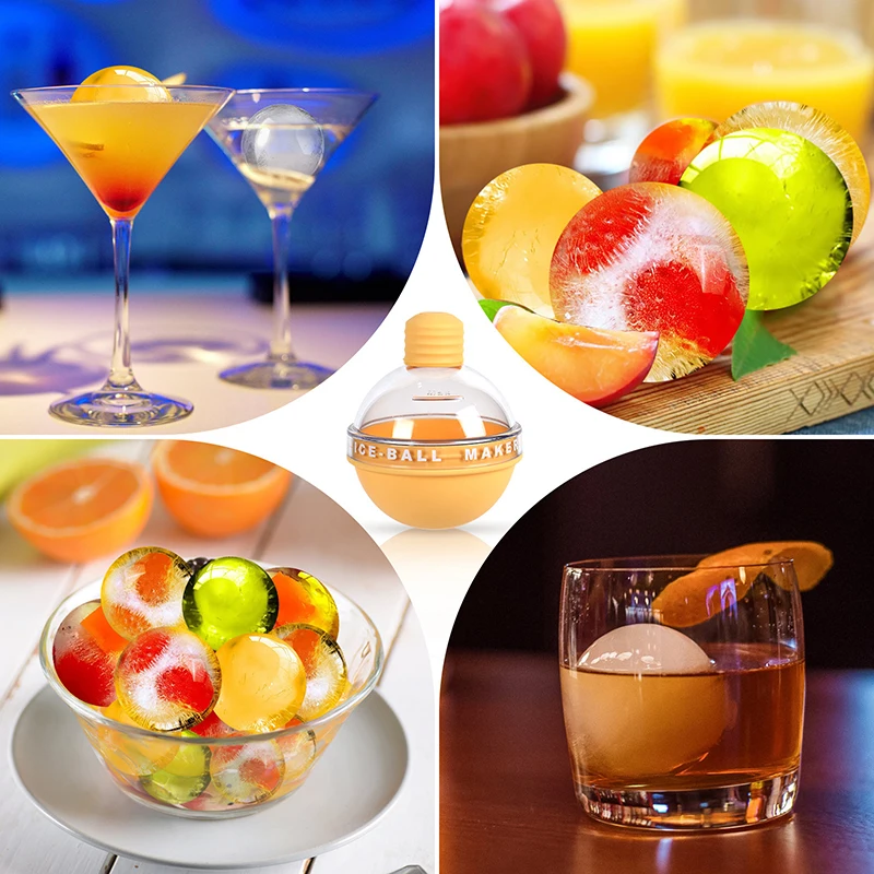 2x 2.5 inch Silicone Ice Ball Maker Mold Sphere Large Tray Whiskey DIY Mould
