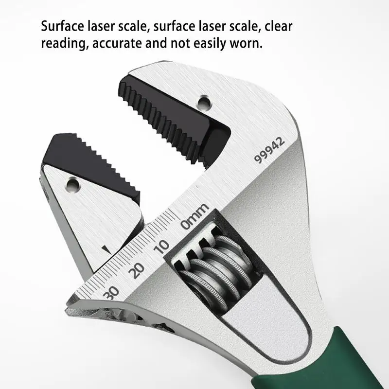 Steel Adjustable Wrench Wide Jaw Opening Plumber Tools Wrench Scale Marked Ergonomic Grip High Carbon Steel for Unclogging Pipe