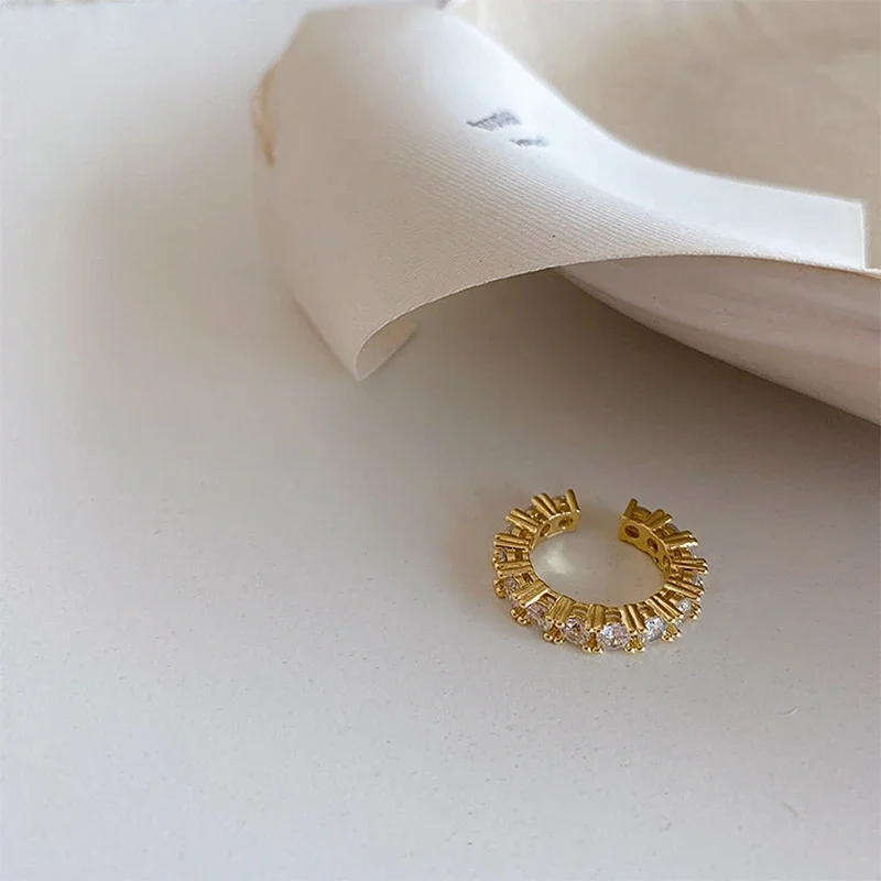 Gold Silver Color Full CZ Crystal Ear Cuff Clip on Earrings for Women Non Pierced Fake Piercing Earcuff Jewelry ear clip earrings,clip earrings,ear clip,ear accessories