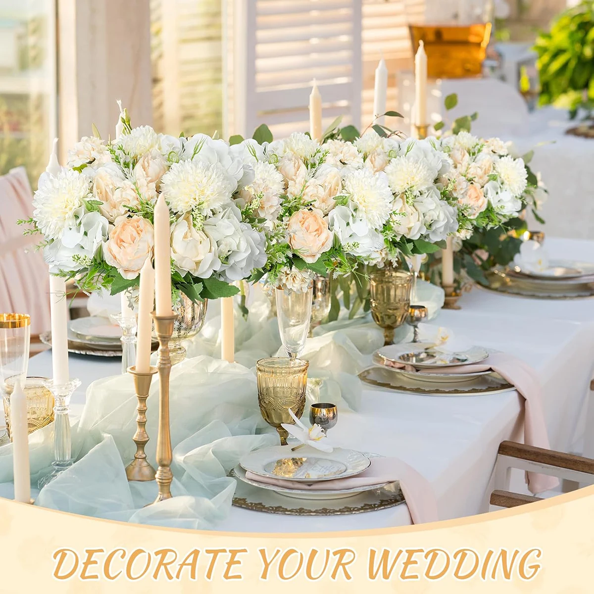 Künstliche Blumen Seide Hortensie Festival Home Decor Garten Party Hochzeit Braut Tisch Zubehör Ausverkauf Gefälschte Pfingstrose Girlande – Detail 3