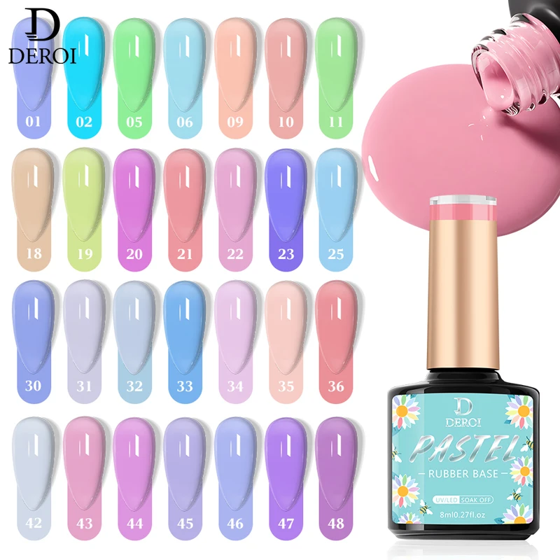 DEROI48ColorsRubberBaseCoatVarnishJellyNailGelPolishUVLED