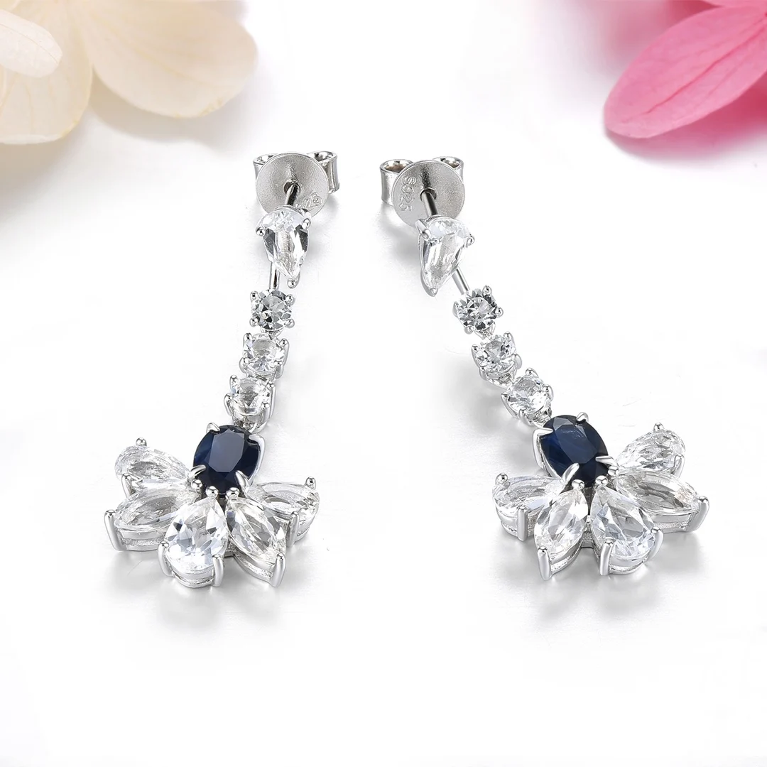 

Серьги HT2024 женские из серебра 925 пробы, ярко-голубые, 6 х4 мм