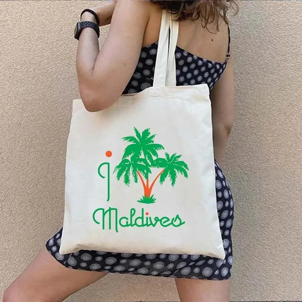 Borsa In Tela Maldive, Con Scritta Maldive Is Calling And I Must Go, Impermeabile, 35x40 Cm, Regalo Viaggio