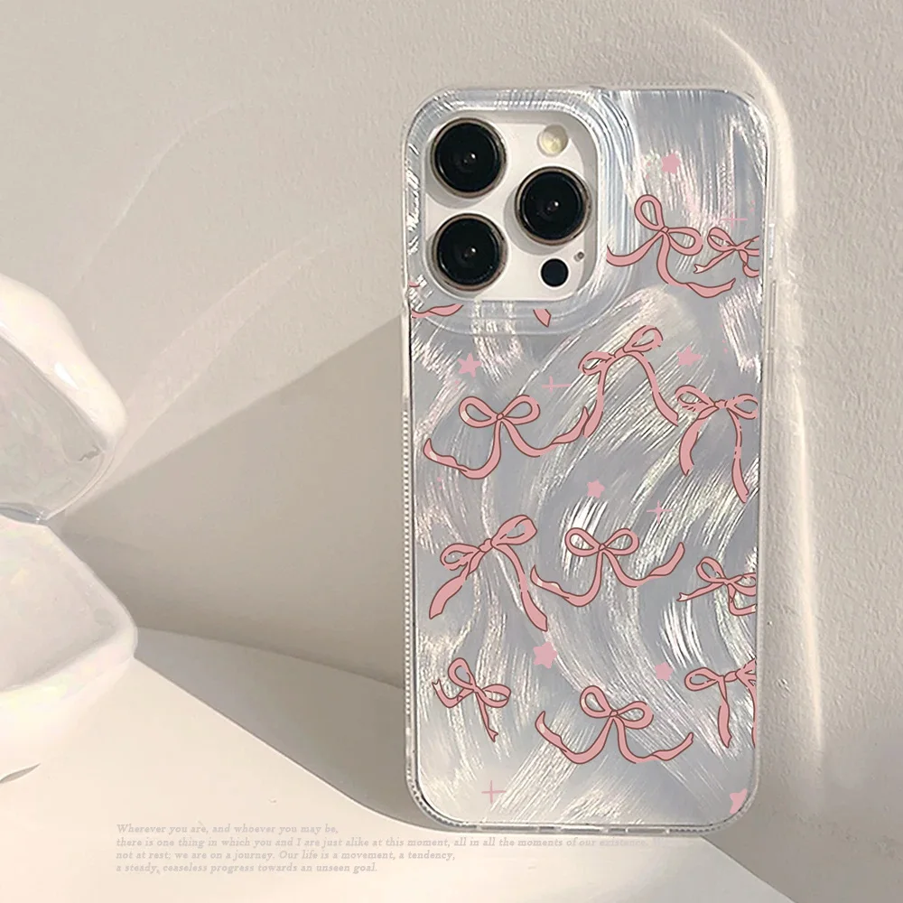 Elegant Black Bowknot Hard Silver Laser Phone Case