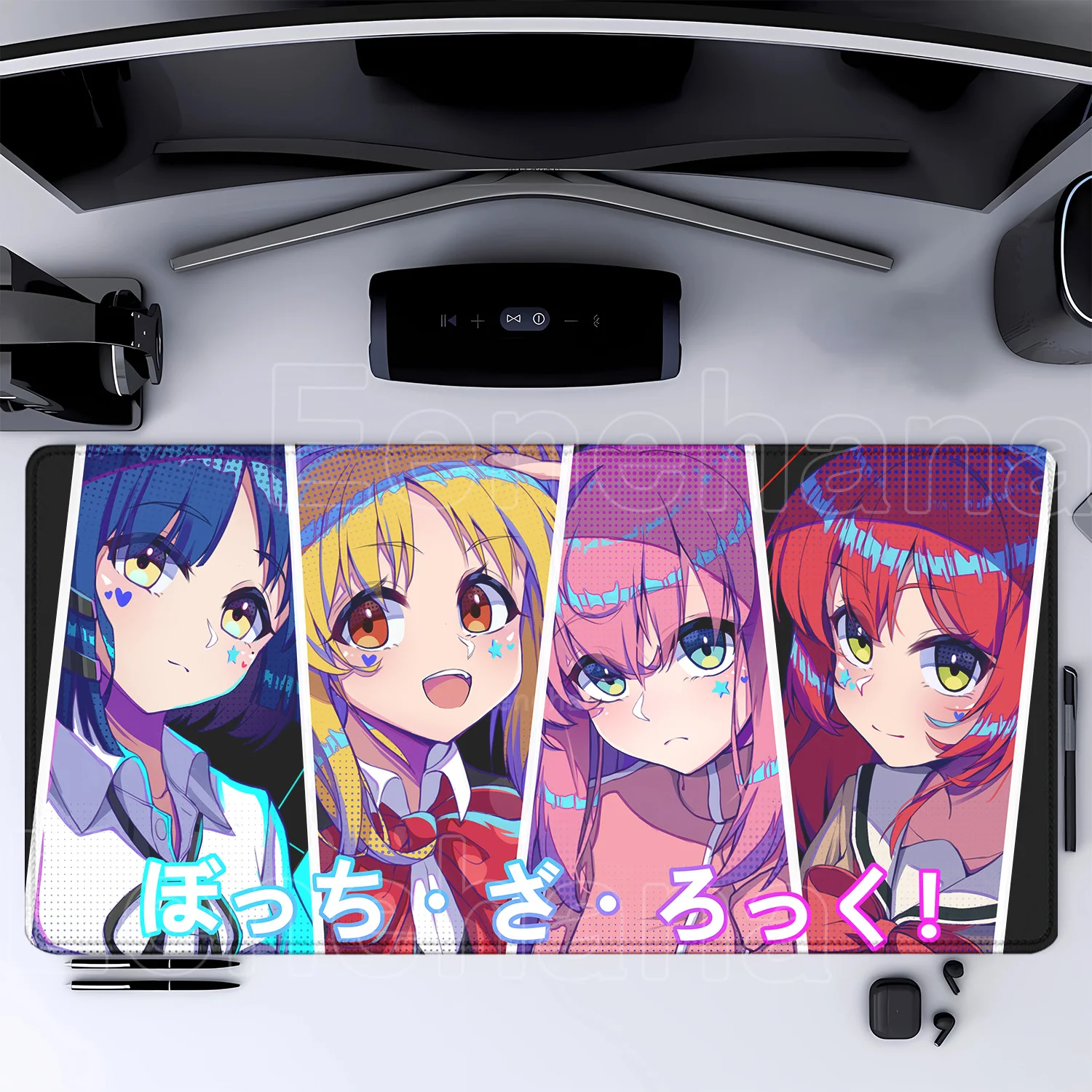 Bocchi The Rock Large Gaming Mousepad - HD Print Rubber Desk Mat with Locking Edge and Non-Slip Base