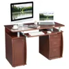 Computer Desks,115* 55*74cm 15mm MDF Portable 1pc Door with 3pcs Drawers Computer Desk (A Box) Coffee Color 4