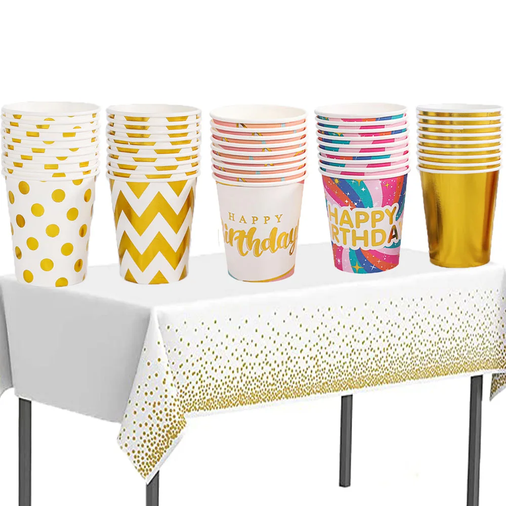 

10PCS Hot Gold Silver Party Disposable Paper Cup Juice Cup DIY Decoration Baby Shower Birthday Wedding Picnic Camping Supplies